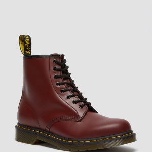 1460 Smooth Leather Lace Up Ankle Boots in Cherry Red